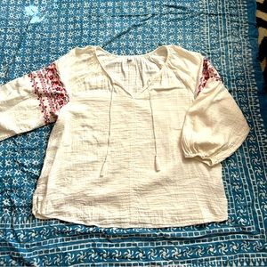 Cream Peasant Blouse